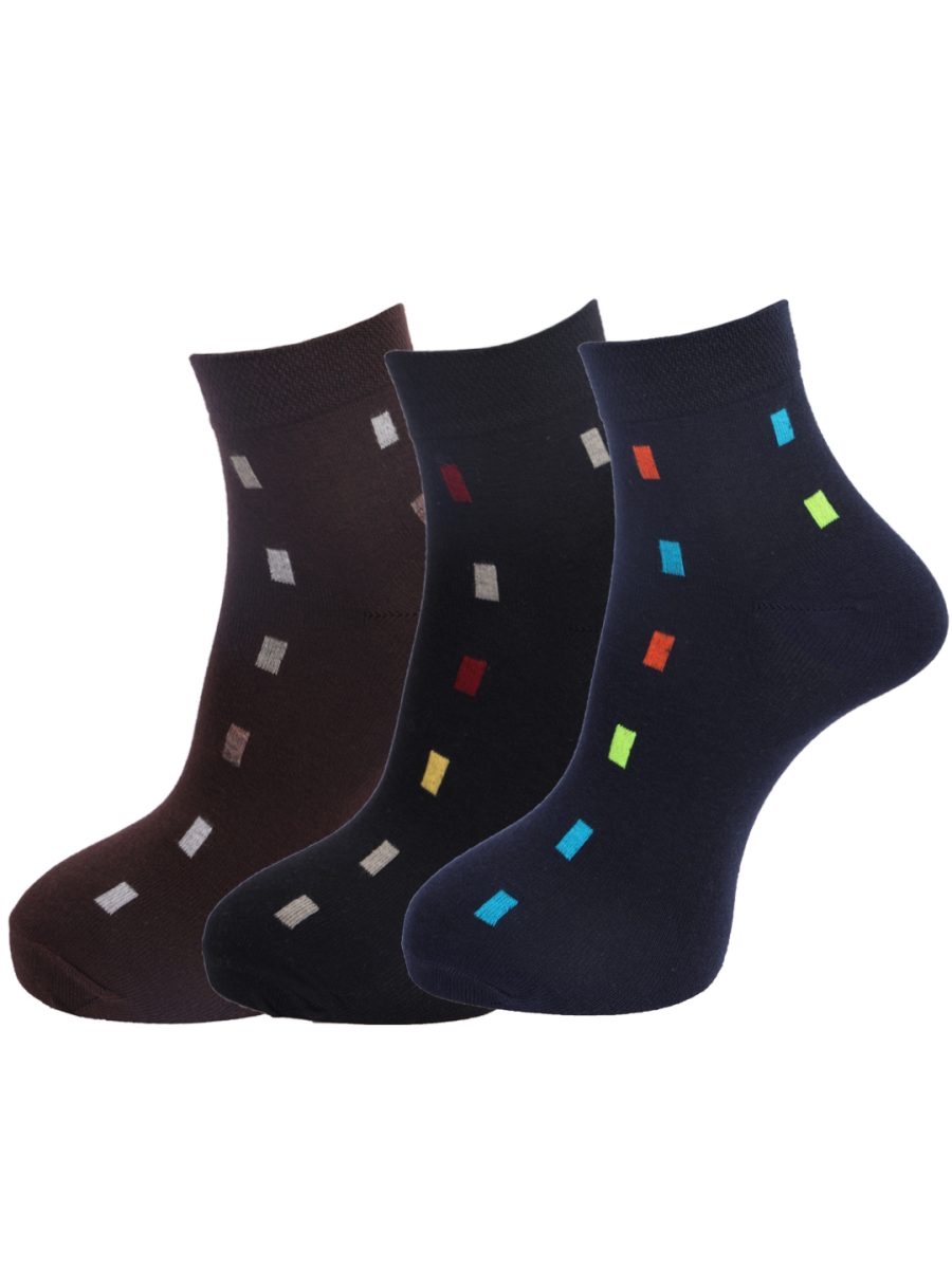 Dollar Socks Cotton Ankle Length Socks for Men's Free Size (Pack of 3)
