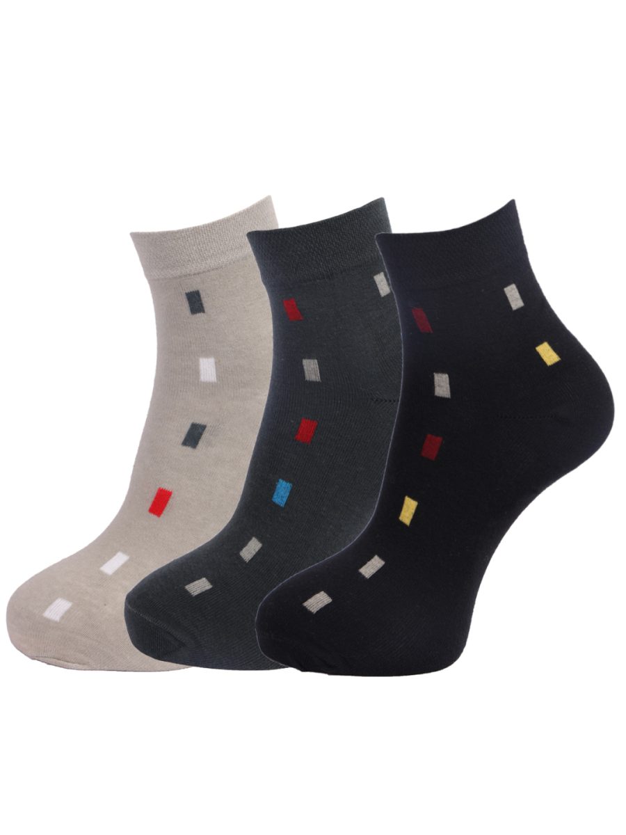 Dollar Socks Cotton Ankle Length Socks for Men's Free Size (Pack of 3)
