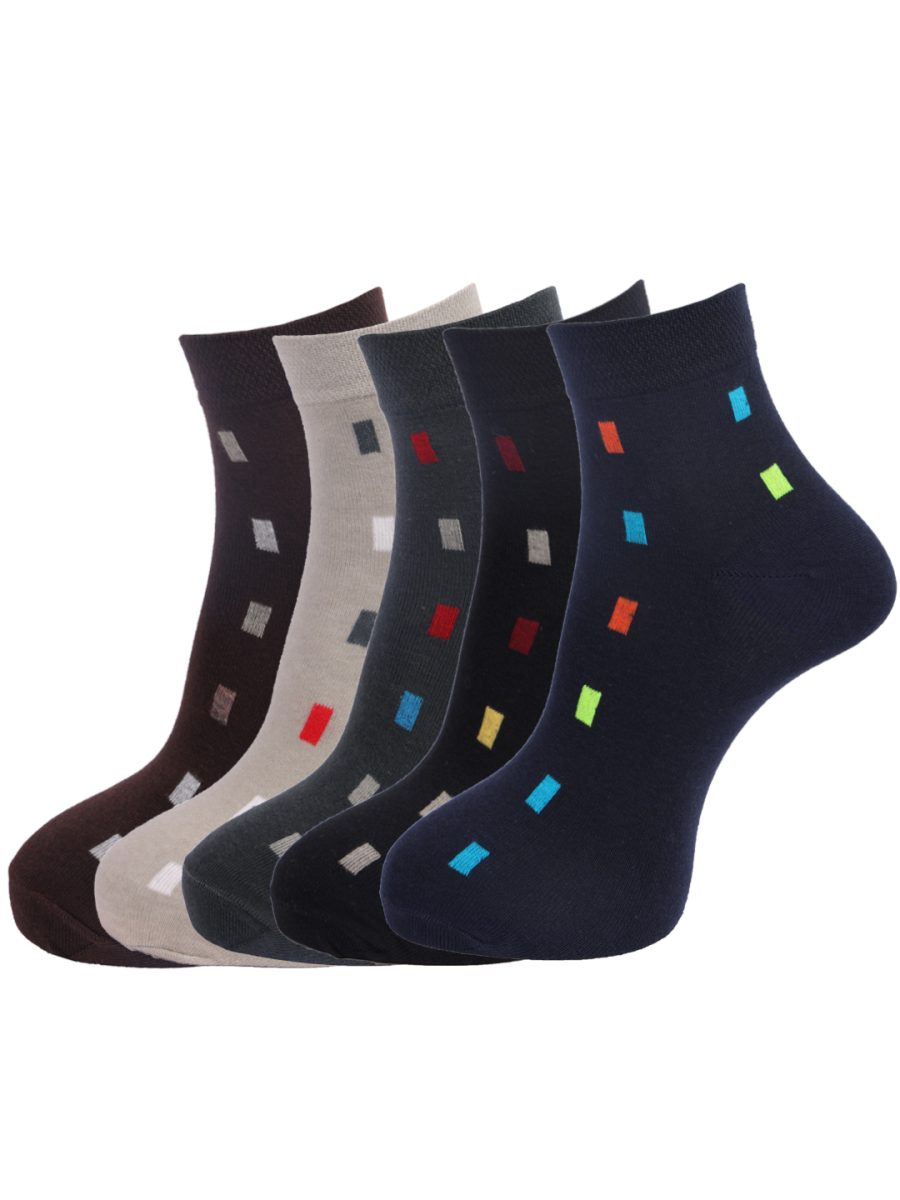 Dollar Socks Cotton Ankle Length Socks for Men's Free Size (Pack of 5)