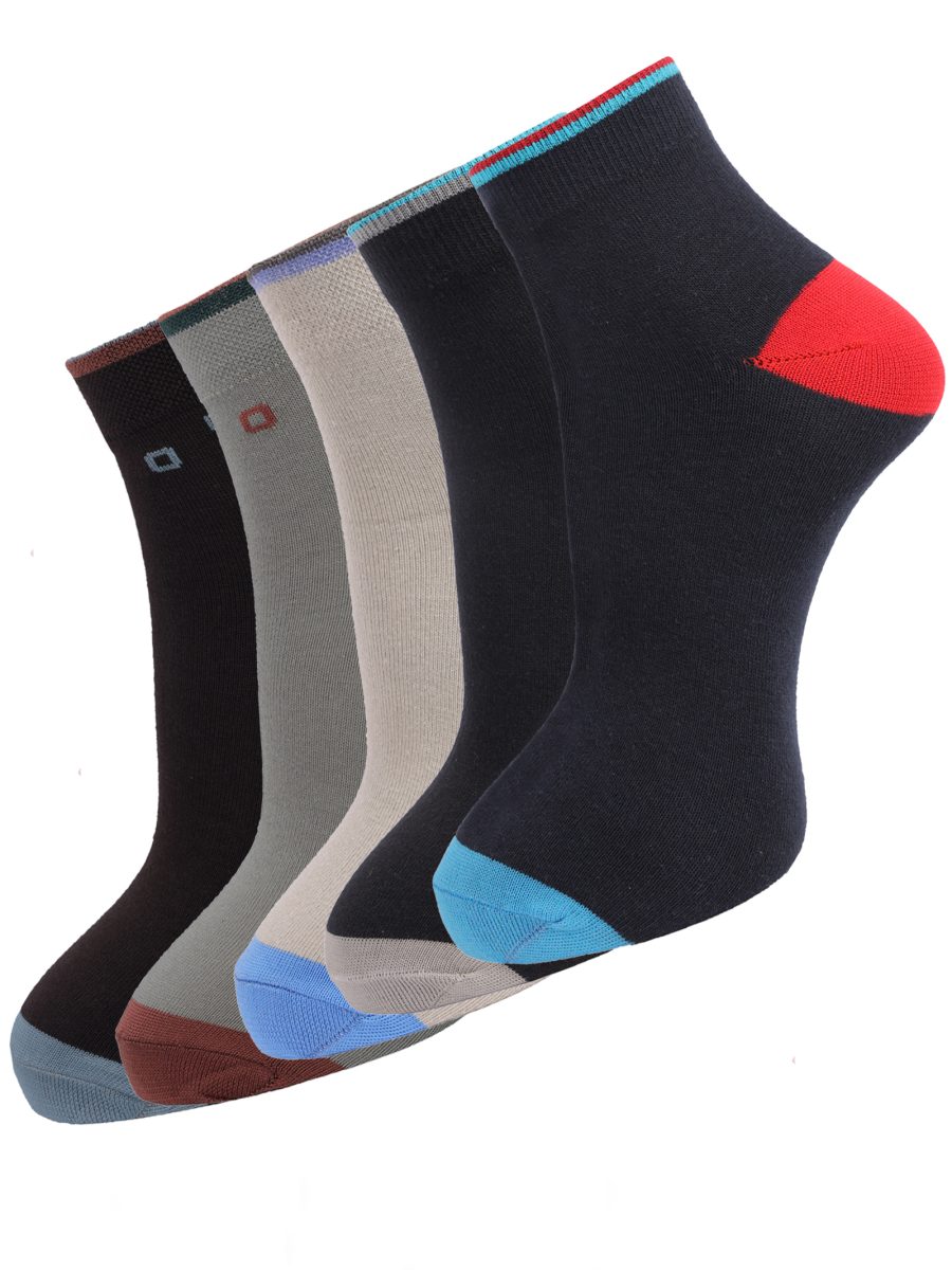 Dollar Socks Cotton Ankle Length Socks for Men's Free Size (Pack of 5)