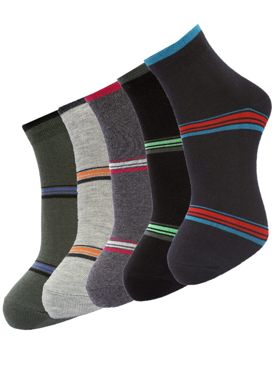 Dollar Socks Cotton Ankle Length Socks for Men's Free Size (Pack of 5)