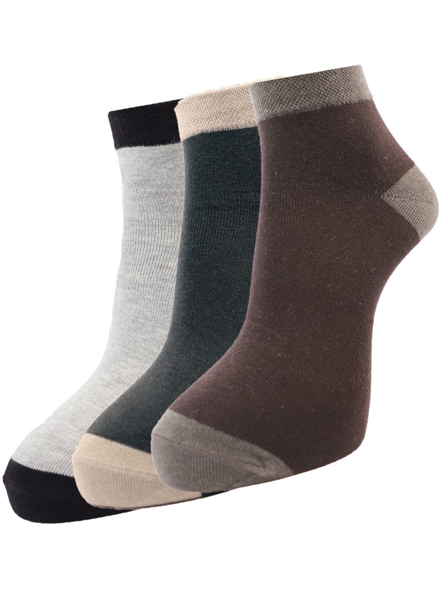 Dollar Socks Cotton Ankle Length Socks for Men's Free Size (Pack of 3)