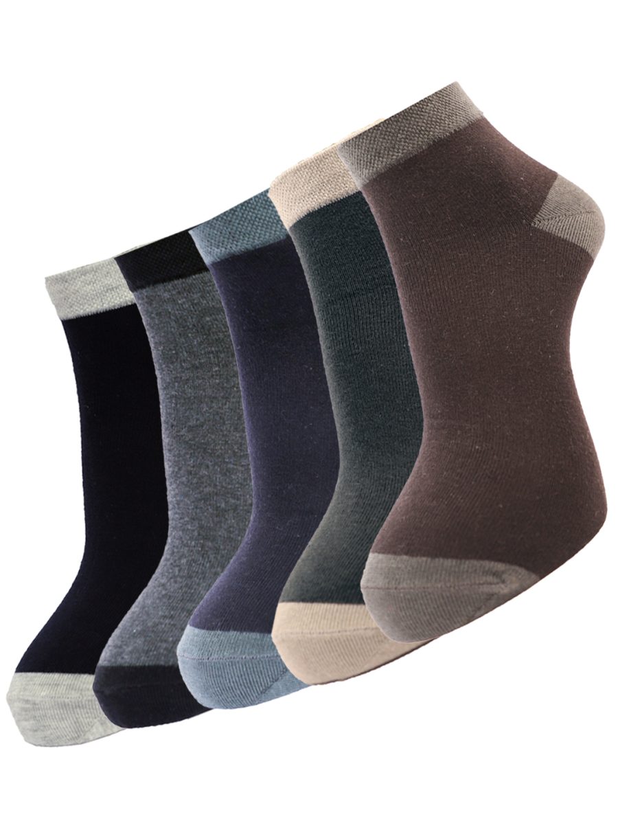 Dollar Socks Cotton Ankle Length Socks for Men's Free Size (Pack of 5)