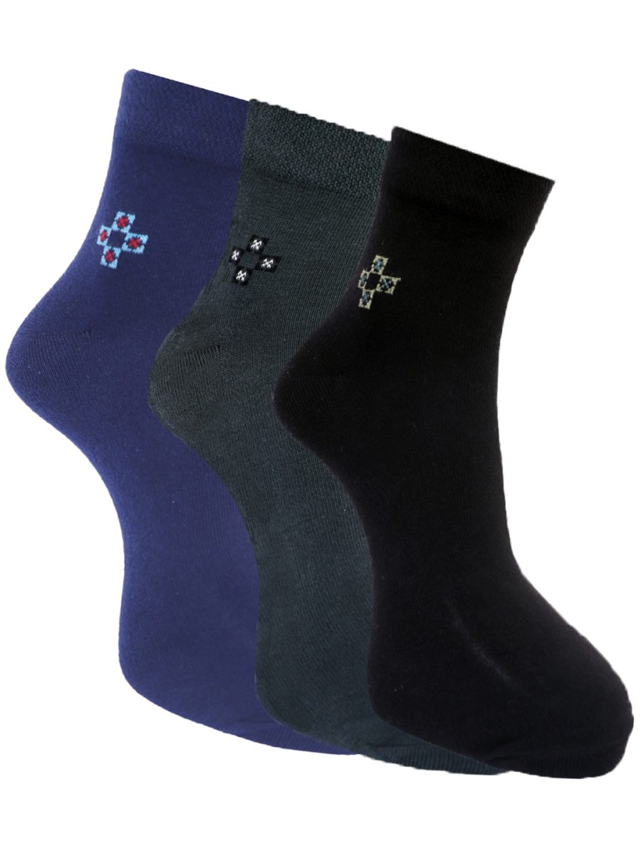Dollar Socks Cotton Ankle Length Socks for Men's Free Size (Pack of 3)