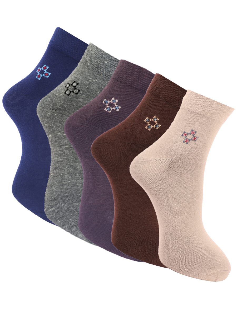 Dollar Socks Cotton Ankle Length Socks for Men's Free Size (Pack of 5)
