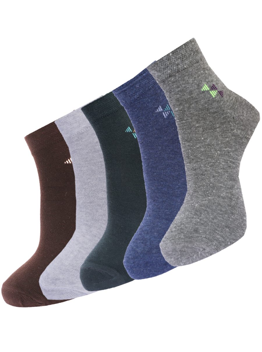 Dollar Socks Cotton Ankle Length Socks for Men's Free Size (Pack of 5)