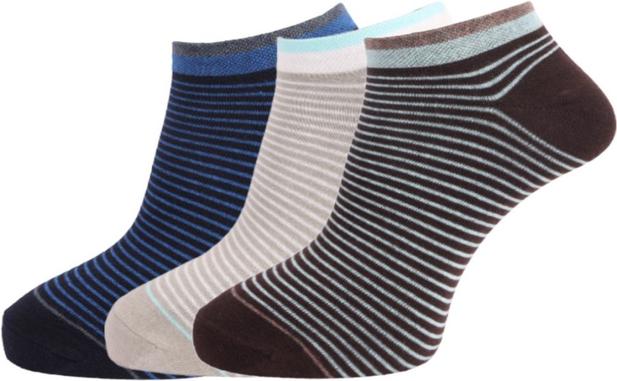 Dollar Socks for Men Solid Ankle Length Cotton Socks, Free Size (Pack of 3)