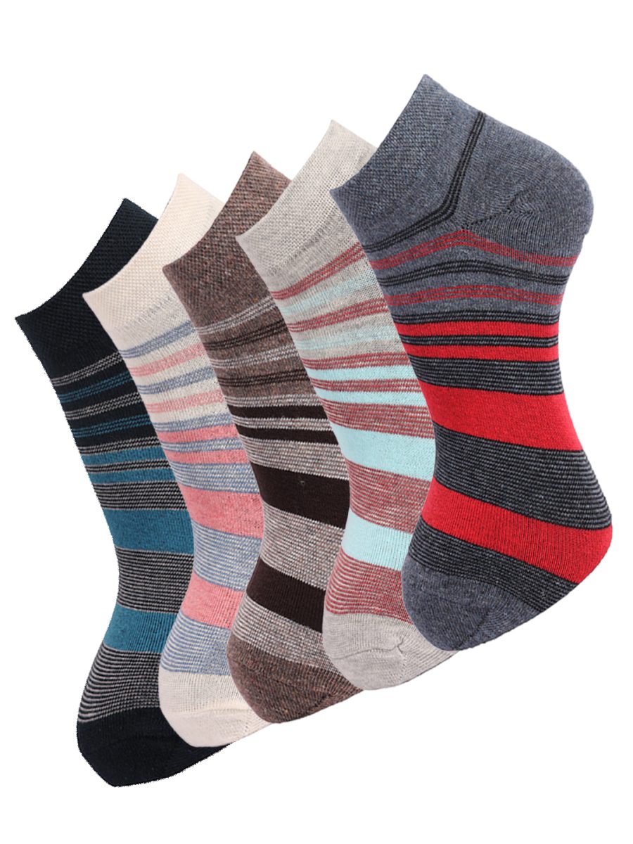 Dollar Socks Cotton Ankle Length Socks for Men's Free Size (Pack of 5)