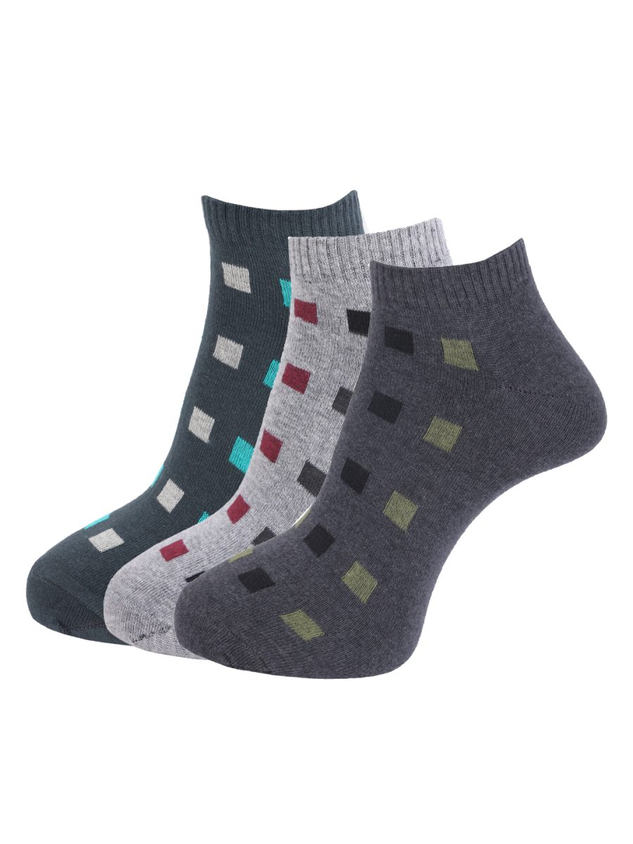 Dollar Socks Cotton Ankle Length Socks for Men's Free Size (Pack of 3)