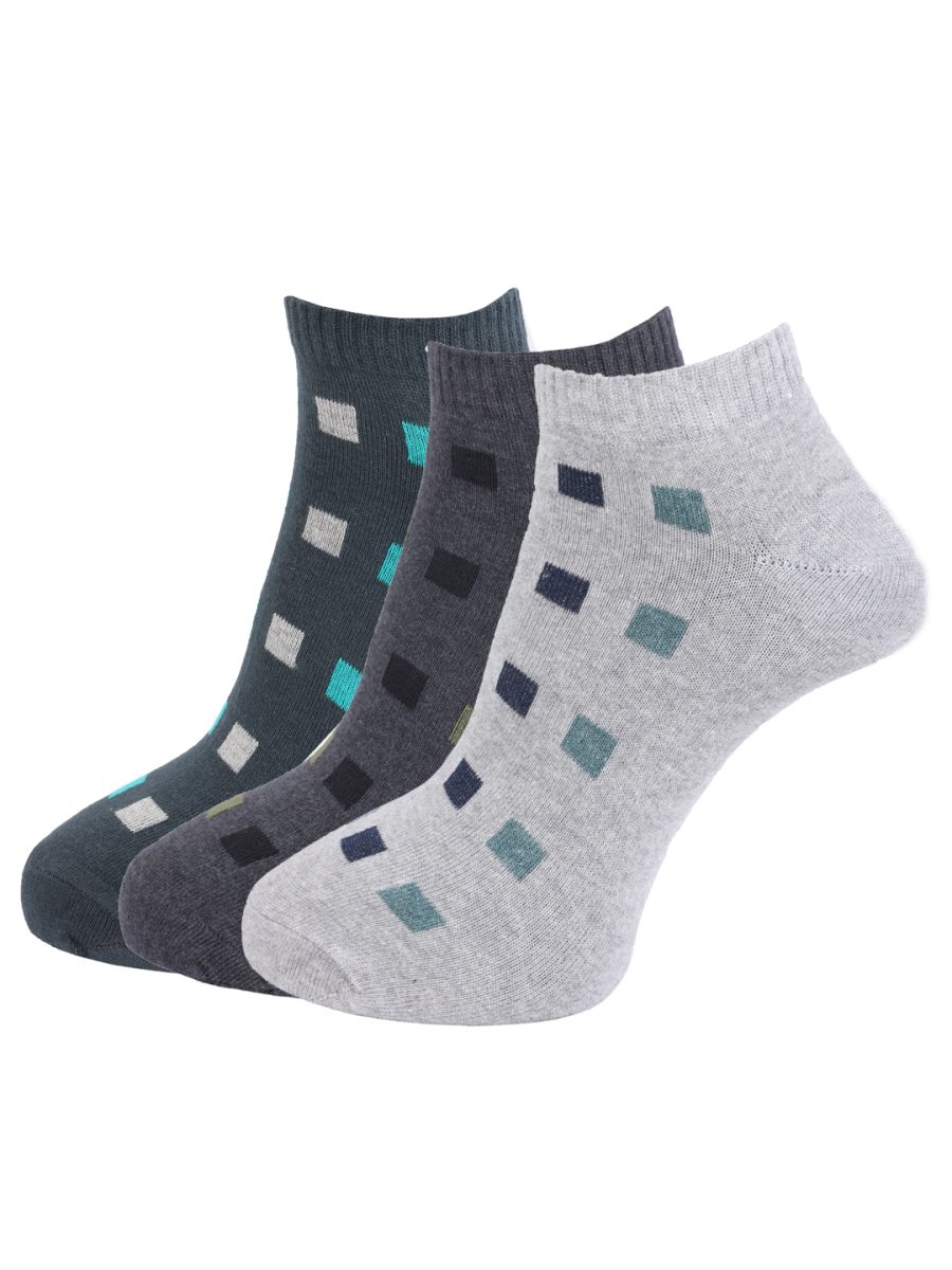 Dollar Socks Cotton Ankle Length Socks for Men's Free Size (Pack of 3)