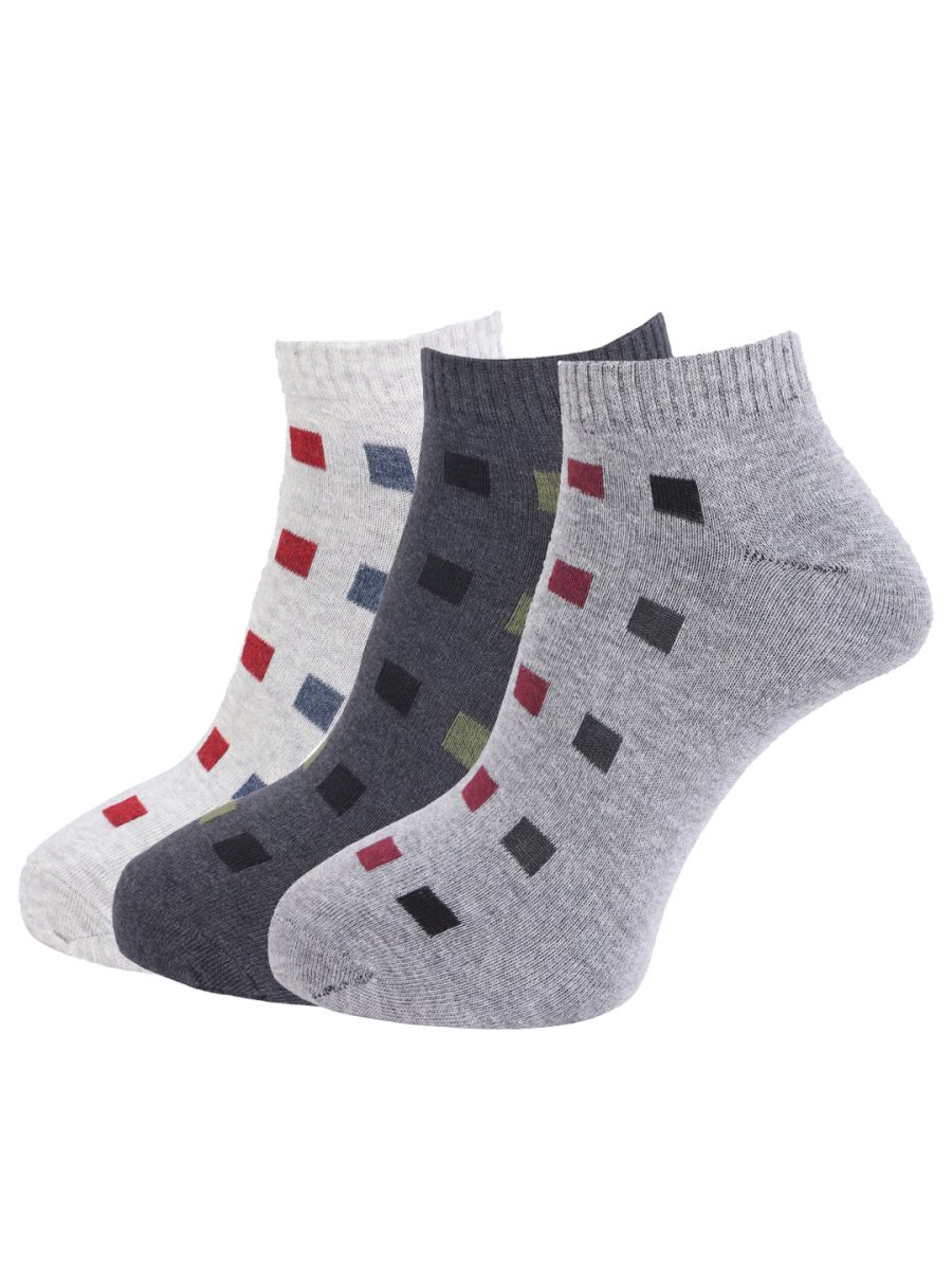 Dollar Socks Cotton Ankle Length Socks for Men's Free Size (Pack of 3)