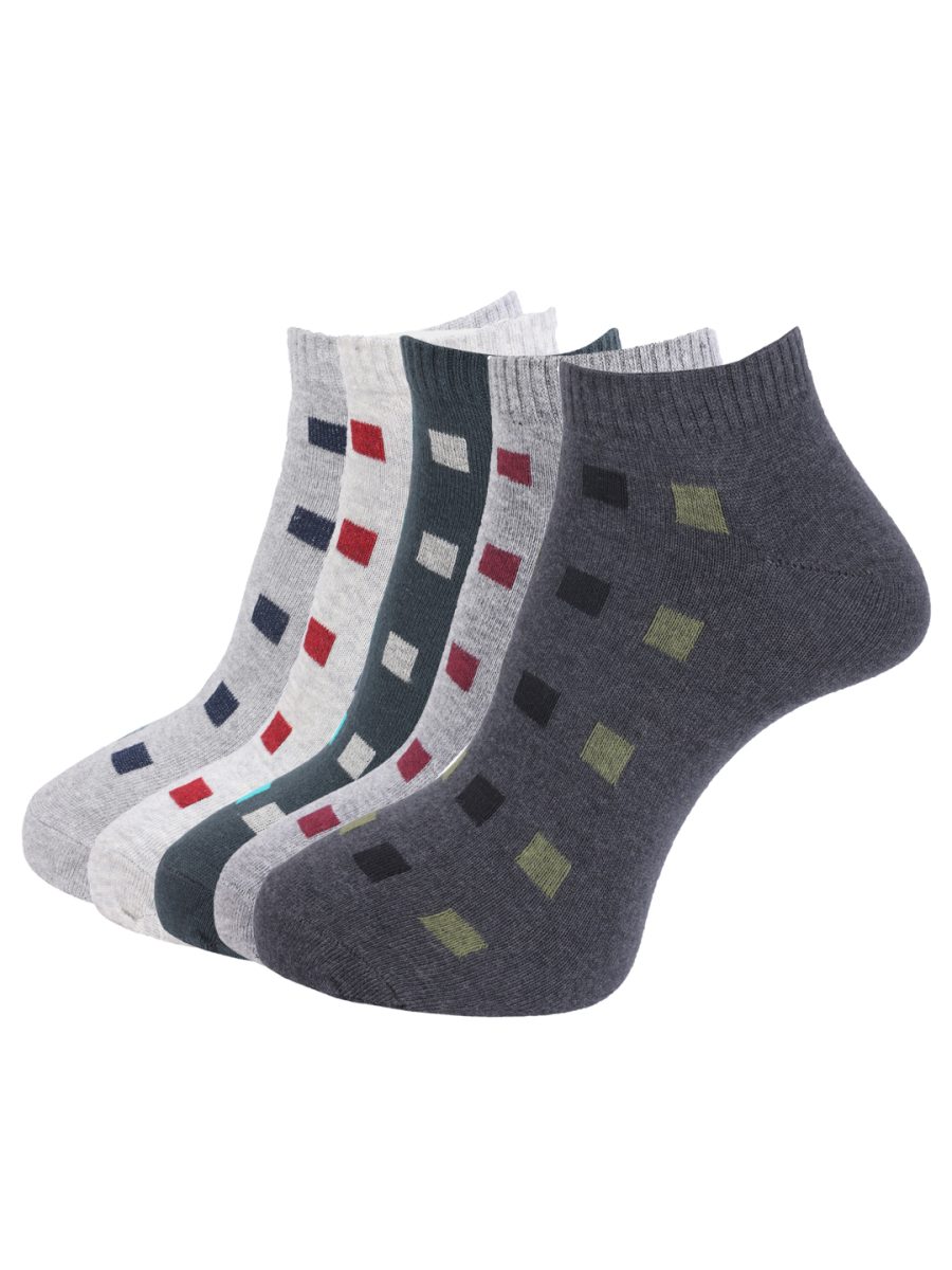 Dollar Socks Cotton Ankle Length Socks for Men's Free Size (Pack of 5)