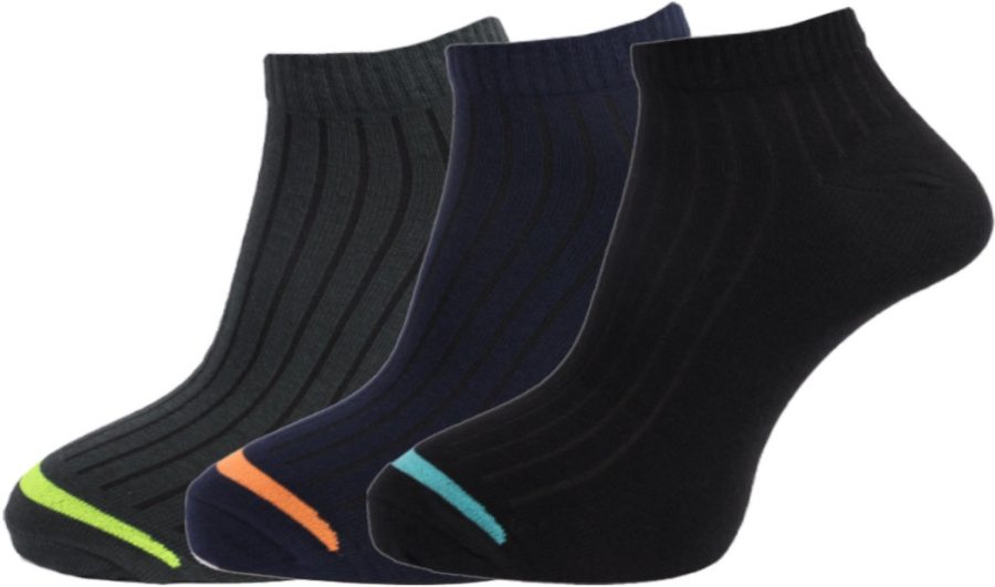Dollar Socks for Men Solid Ankle Length Cotton Socks, Free Size (Pack of 3)