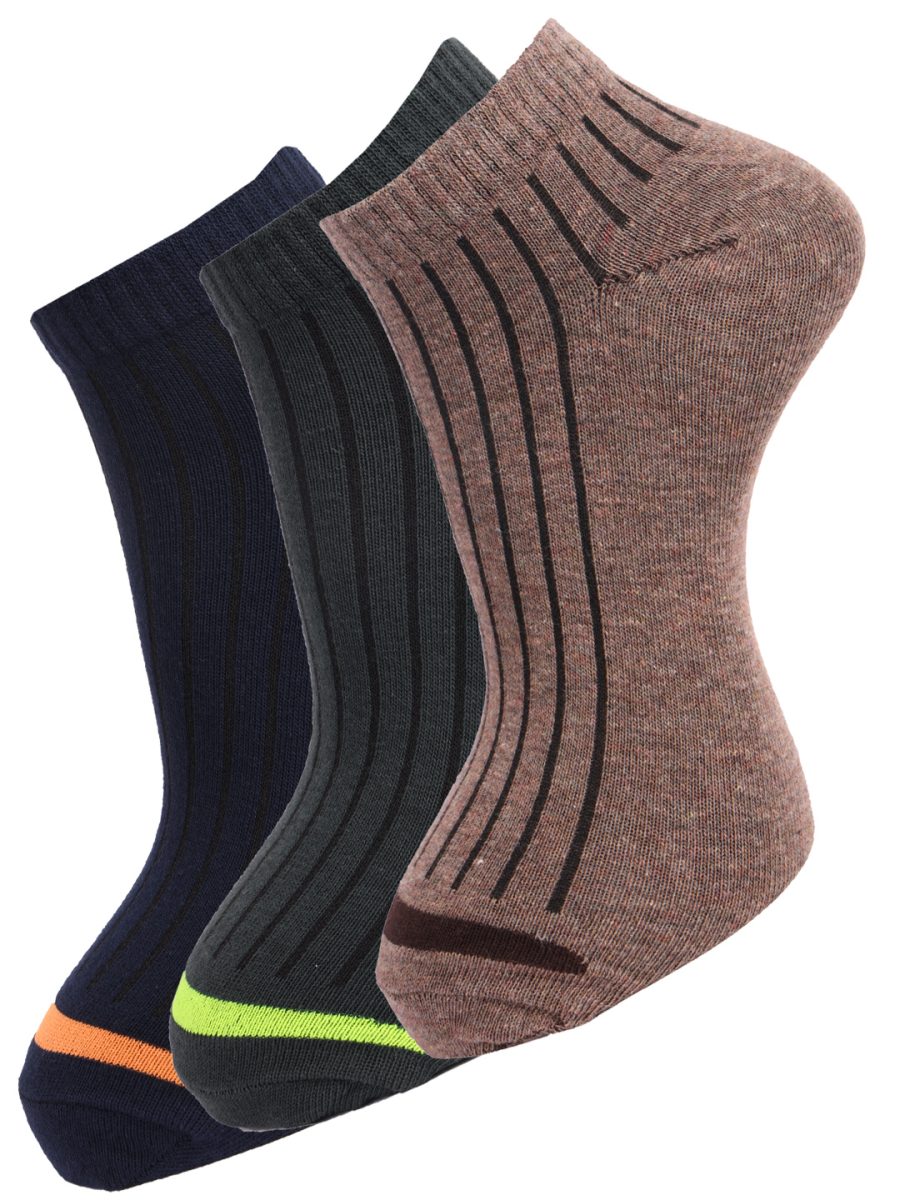 Dollar Socks Cotton Ankle Length Socks for Men's Free Size (Pack of 3)