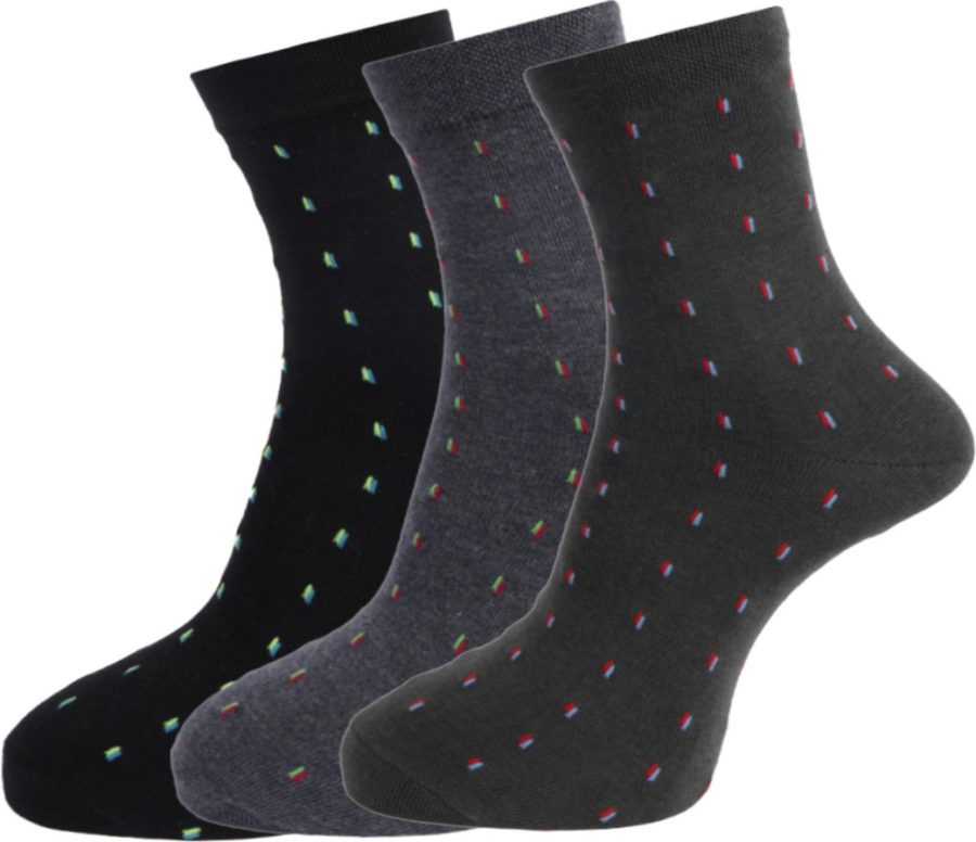 Dollar Socks Crew Length Cotton Socks For Men's (Pack of 3)