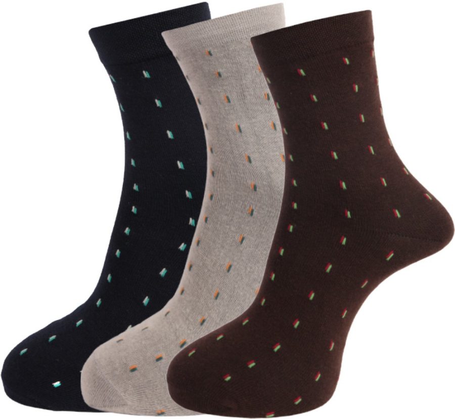 Dollar Socks Crew Length Cotton Socks For Men's (Pack of 3)