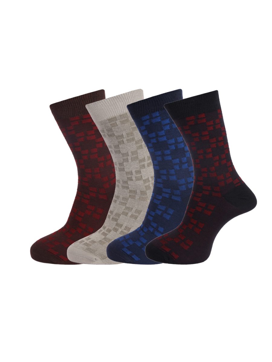 Dollar Socks Full Length Cotton Socks for Mens Free Size (Pack of 4)