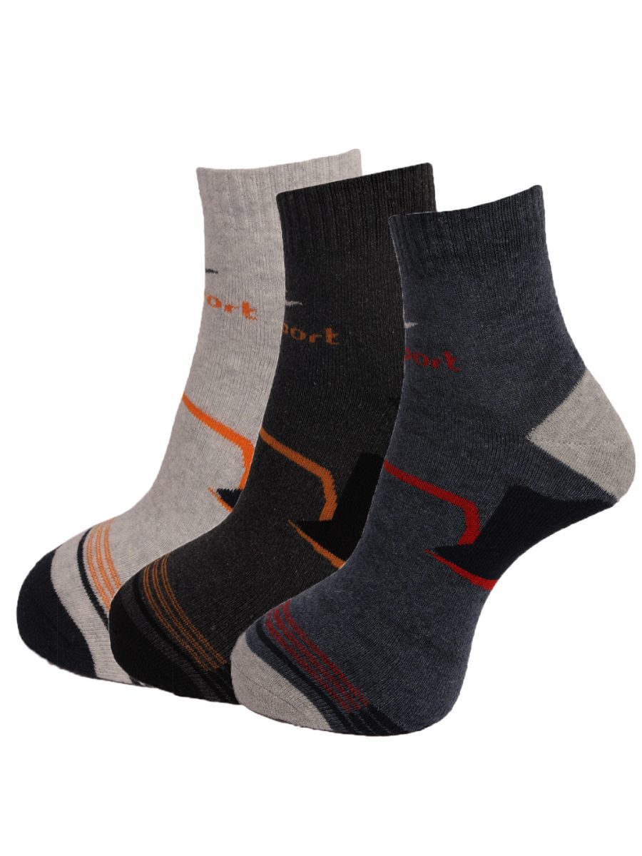 Dollar Socks Cotton Ankle Length Socks for Men's Free Size (Pack of 3)