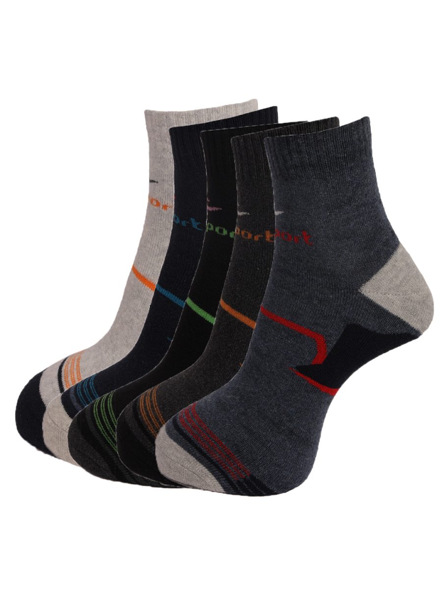 Dollar Socks Cotton Ankle Length Socks for Men's Free Size (Pack of 5)