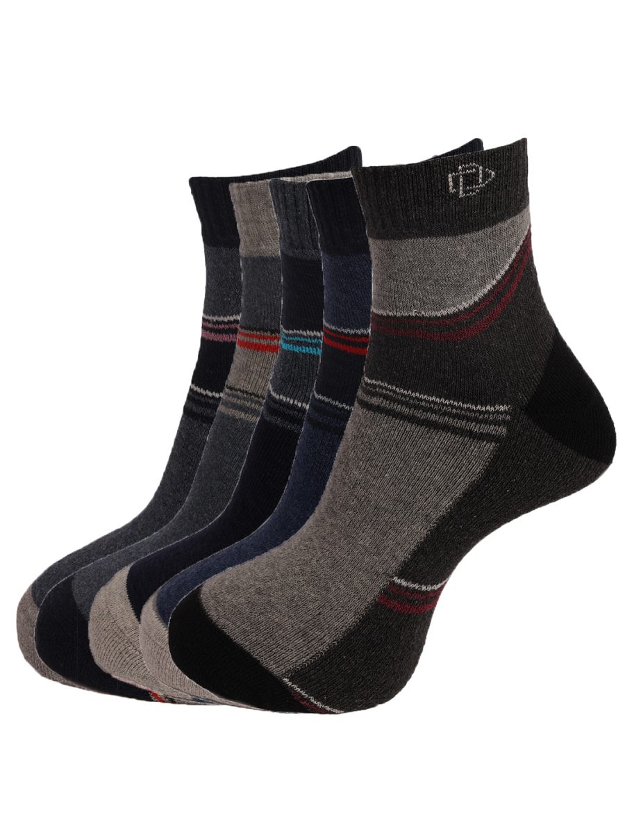 Dollar Socks Cotton Ankle Length Socks for Men's Free Size (Pack of 5)