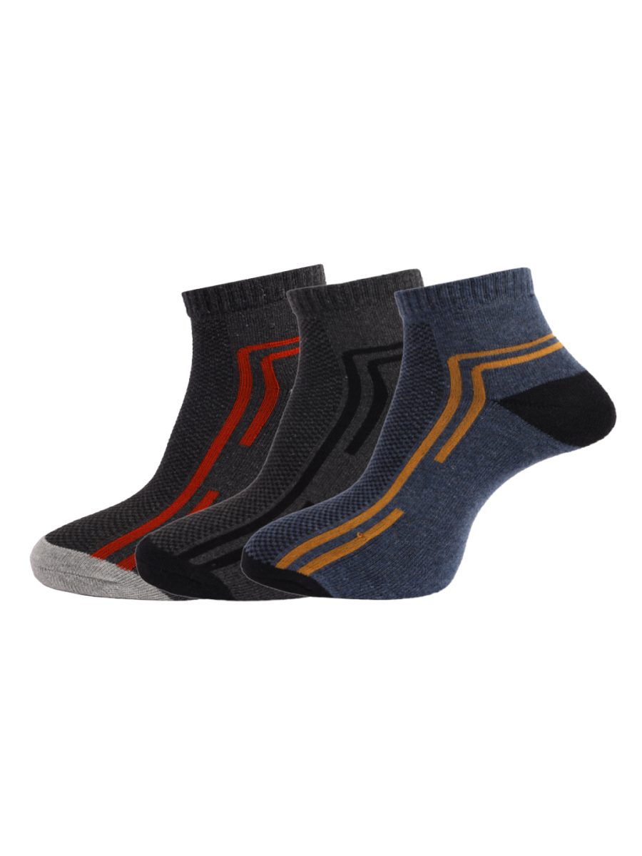 Dollar Socks Cotton Ankle Length Socks for Men's Free Size (Pack of 3)