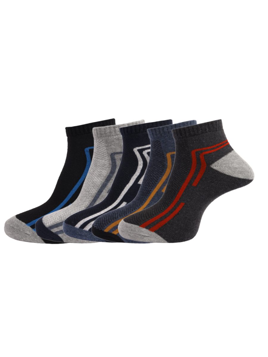 Dollar Socks Cotton Ankle Length Socks for Men's Free Size (Pack of 5)