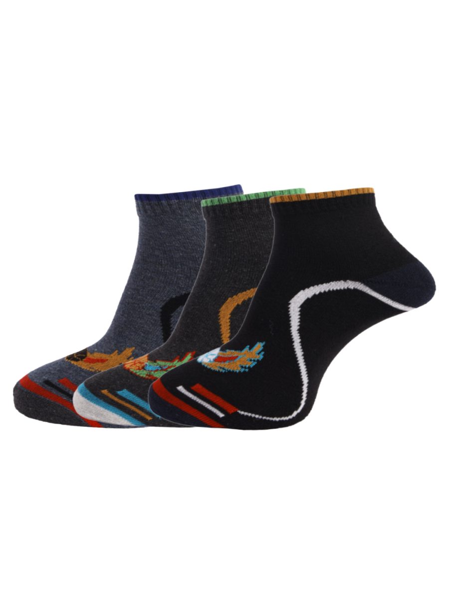Dollar Socks Cotton Ankle Length Socks for Men's Free Size (Pack of 3)