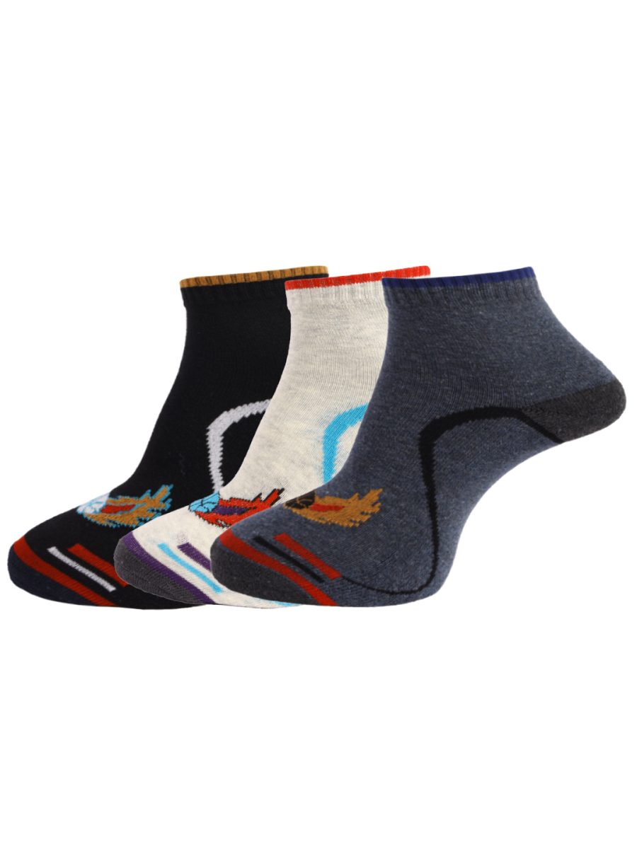 Dollar Socks Cotton Ankle Length Socks for Men's Free Size (Pack of 3)