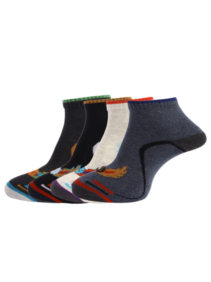 Dollar Socks Cotton Ankle Length Socks for Men's Free Size (Pack of 4)