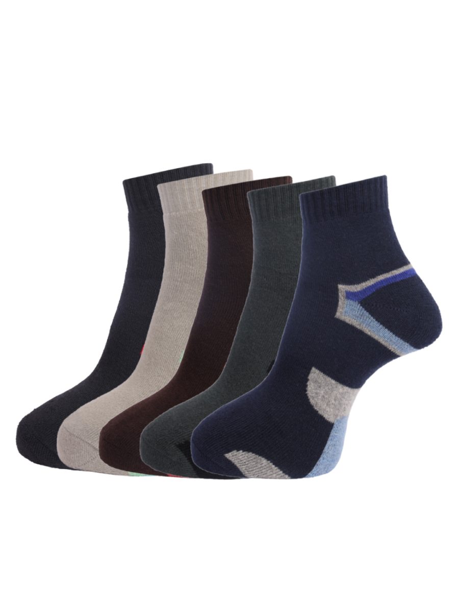 Dollar Socks Cotton Ankle Length Socks for Men's Free Size (Pack of 5)
