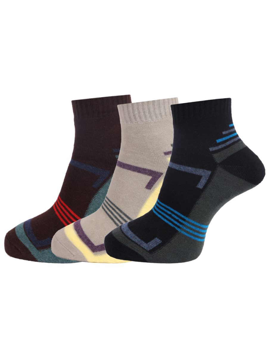 Dollar Socks Cotton Ankle Length Socks for Men's Free Size (Pack of 3)