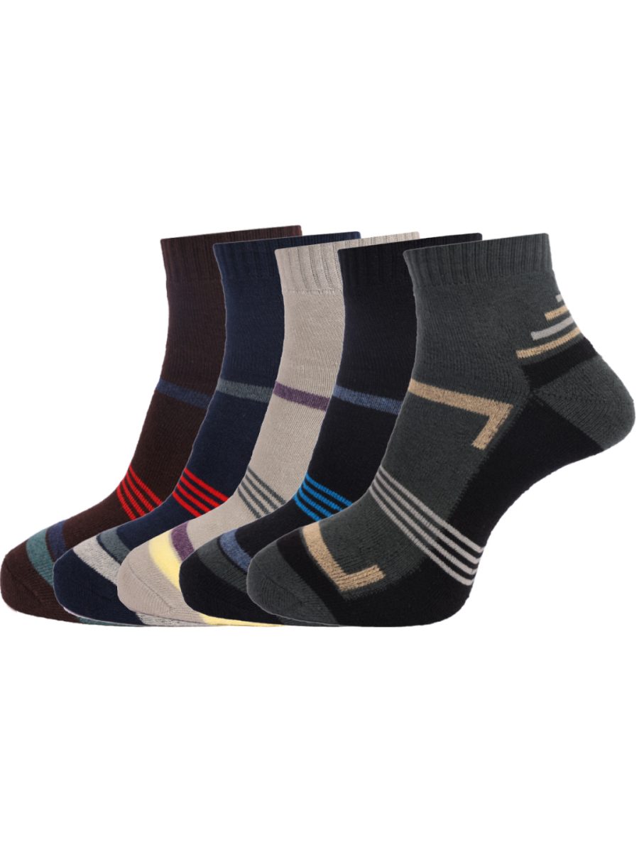 Dollar Socks Cotton Ankle Length Socks for Men's Free Size (Pack of 5)