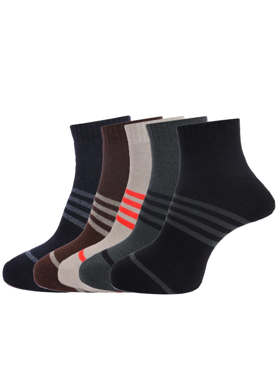 Dollar Socks Cotton Ankle Length Socks for Men's Free Size (Pack of 5)