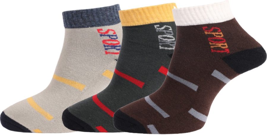 Dollar Socks Cotton Ankle Length Socks for Men's Free Size (Pack of 3)