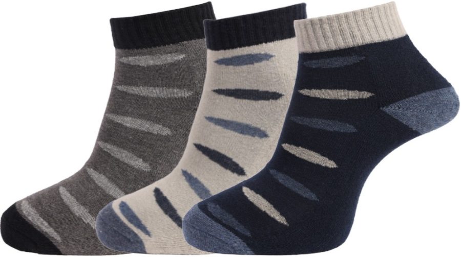 Dollar Socks Cotton Ankle Length Socks for Men's Free Size (Pack of 3)
