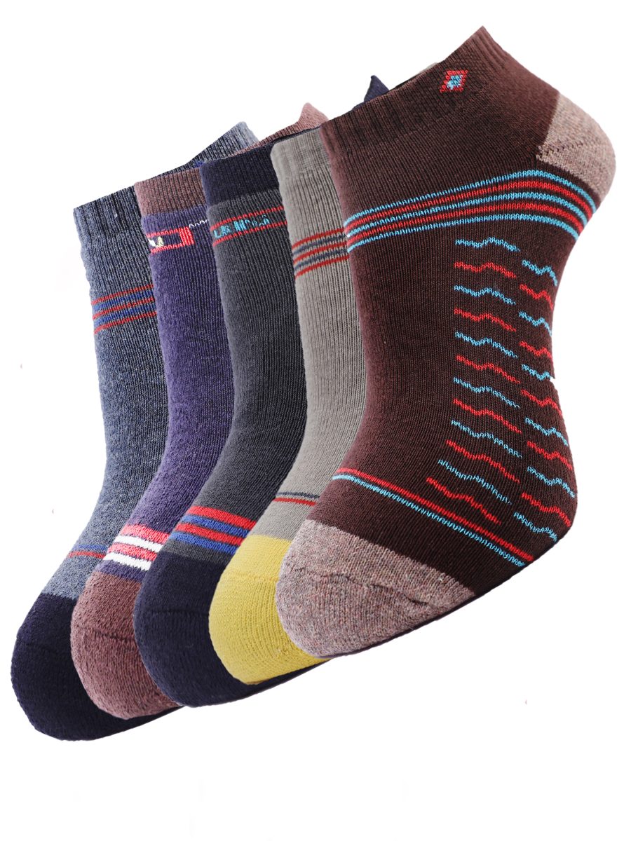 Dollar Socks Cotton Ankle Length Socks for Men's Free Size (Pack of 5)