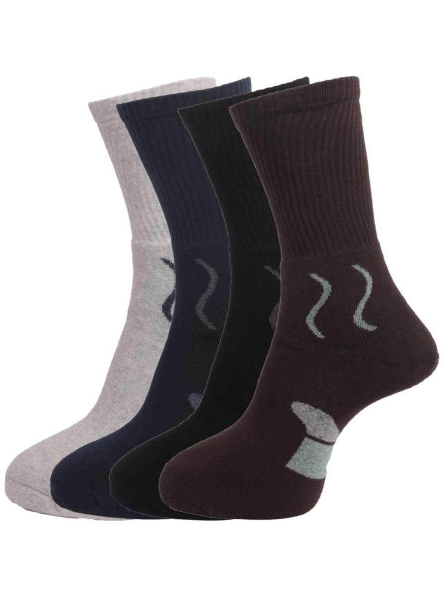 Dollar Socks Full Length Cotton Socks for Mens Free Size (Pack of 4)
