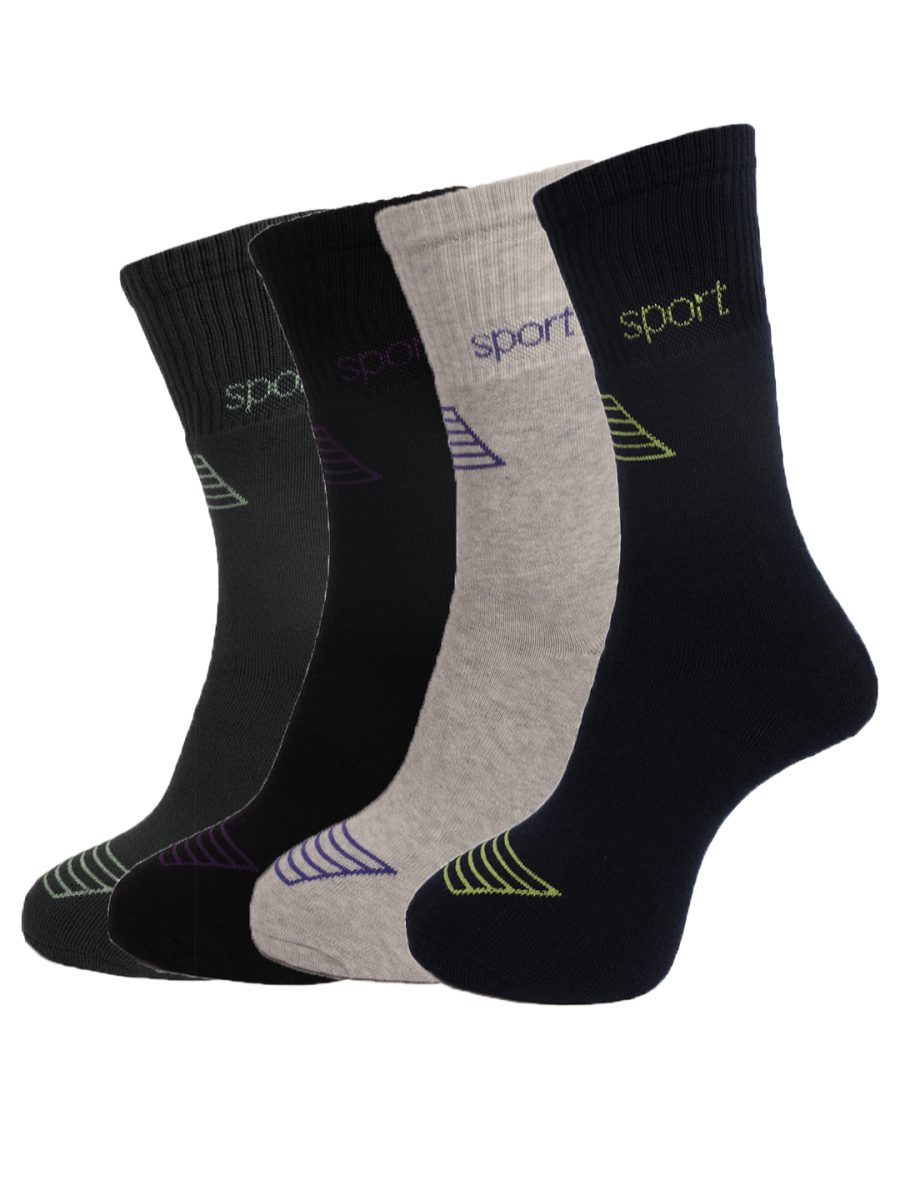 Dollar Socks Full Length Cotton Socks for Mens Free Size (Pack of 4)