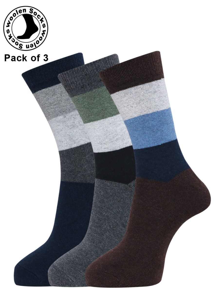 Dollar Full Length Woollen Socks for Mens Free Size (Pack of 3)