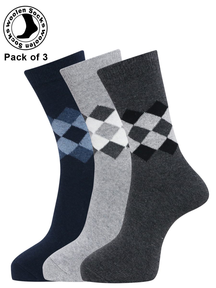 Dollar Full Length Woollen Socks for Mens Free Size (Pack of 3)