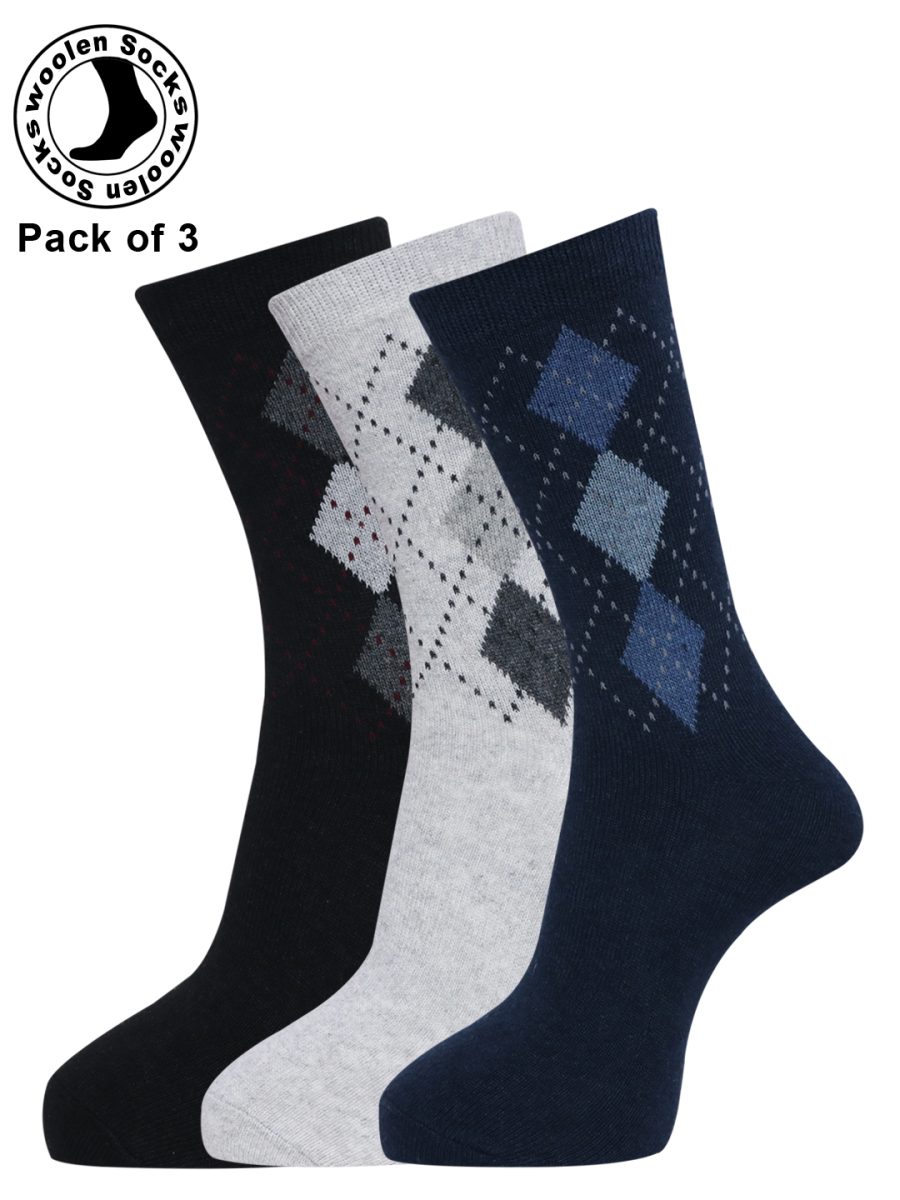 Dollar Full Length Woollen Socks for Mens Free Size (Pack of 3)