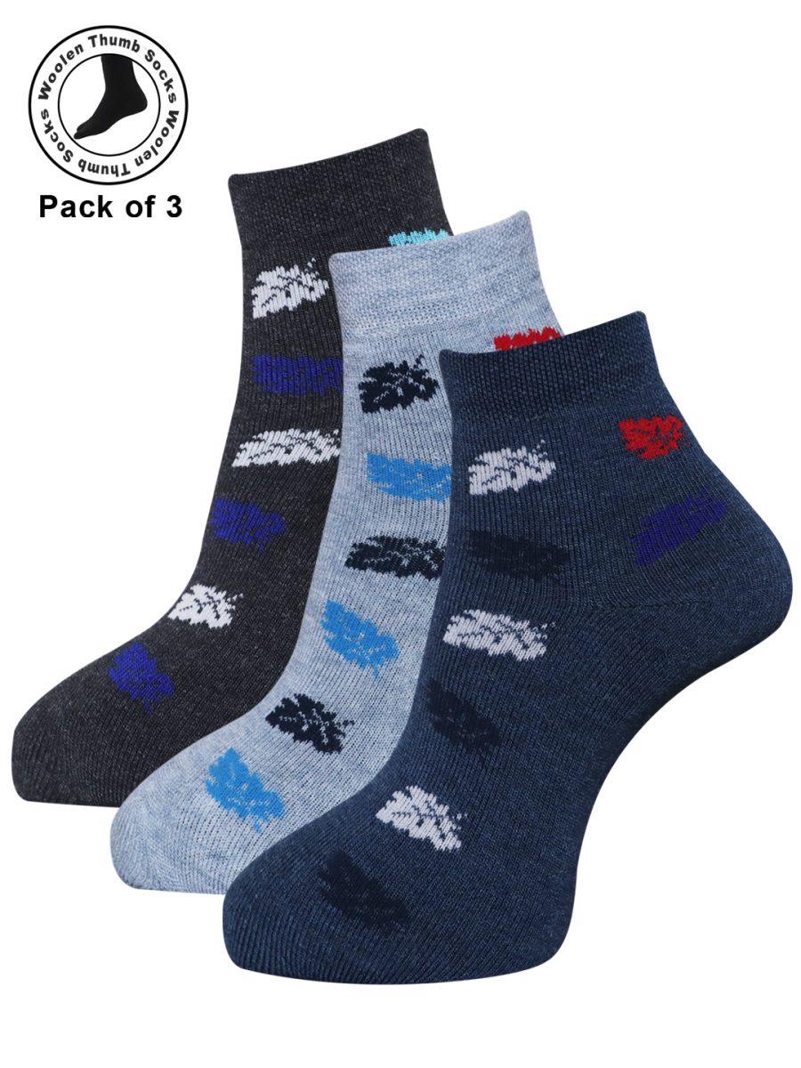 Dollar Woollen Thumb Socks Ankle length For Women's And Girls (Pack of 3)
