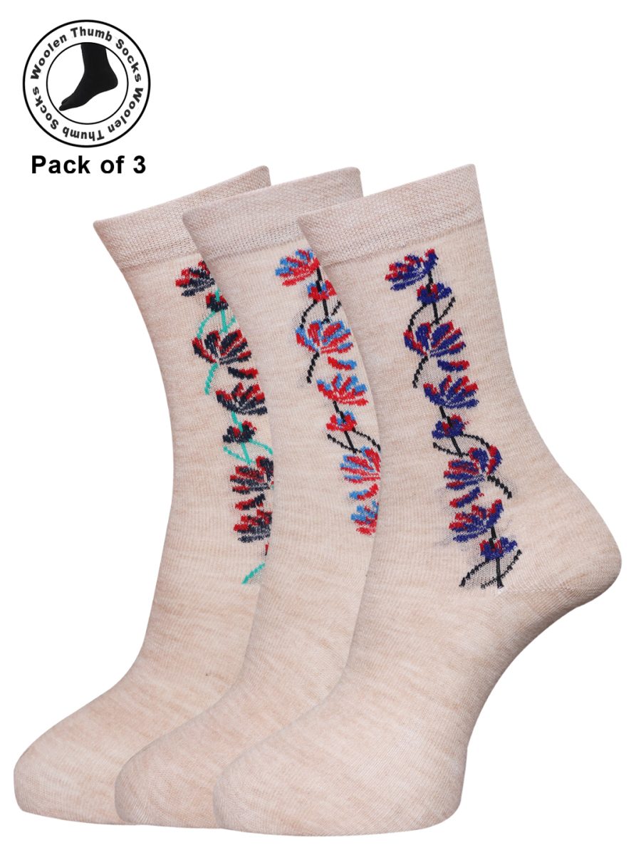 Dollar Woollen Thumb Socks Ankle length For Women's And Girls (Pack of 3)