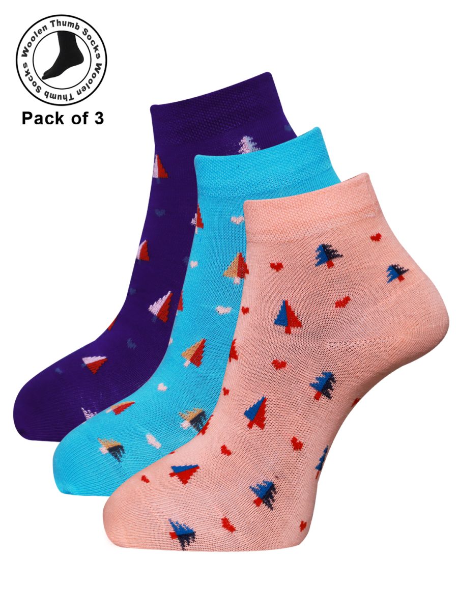 Dollar Woollen thumb socks Ankle Length Socks For Women's And Girls (Pack of 3)