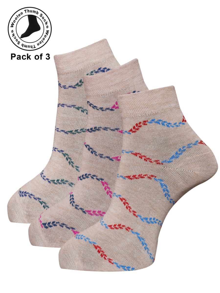 Dollar Woollen Socks Ankle Length For Women's And Girls (Pack of 3)