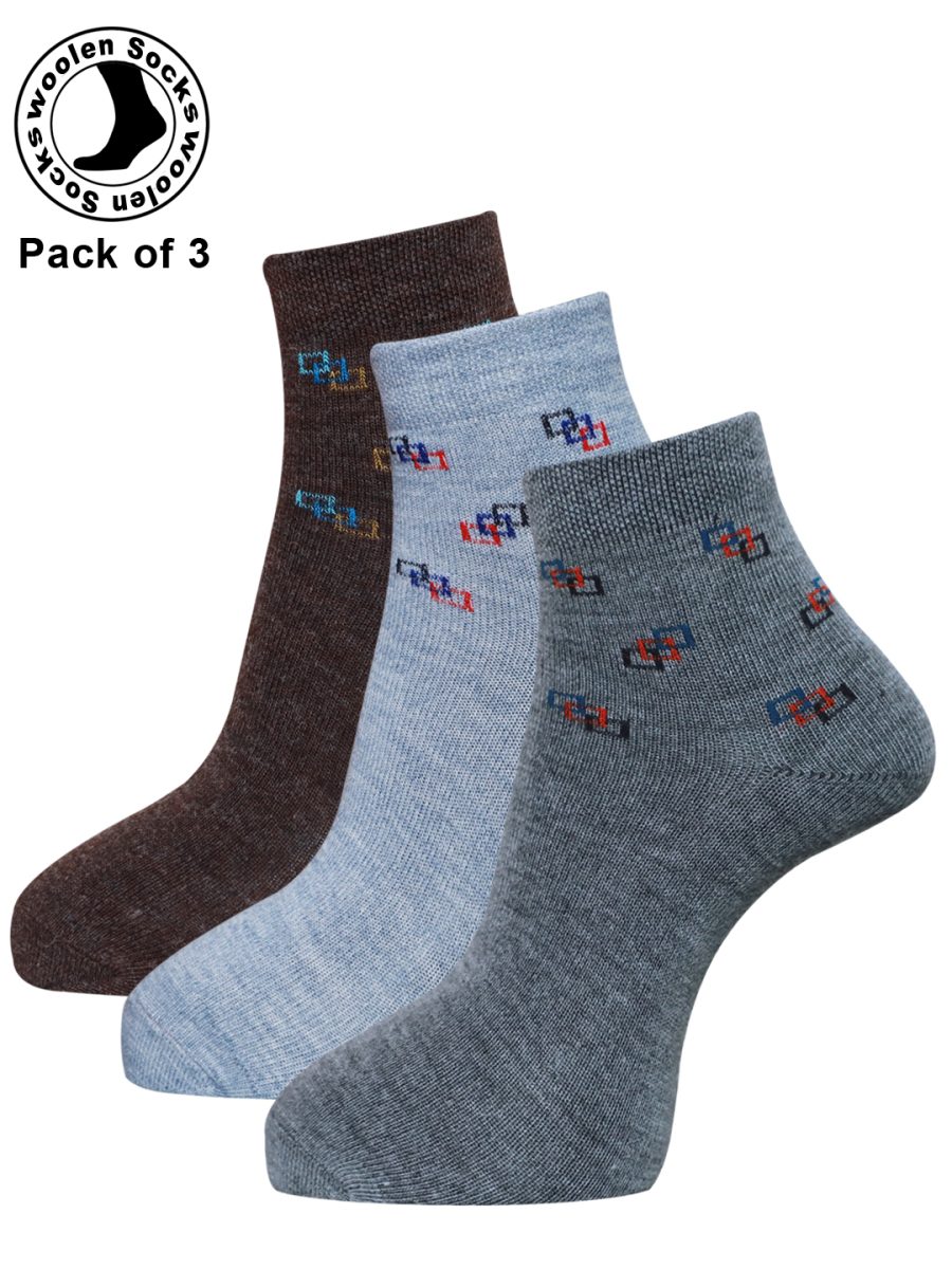 Dollar Woollen socks Ankle Length for Men's Free Size (Pack of 3)