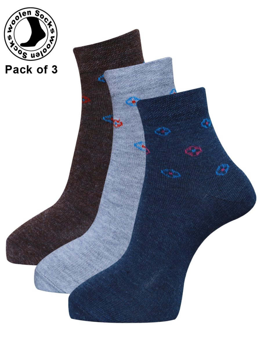 Dollar Woollen socks Ankle Length for Men's Free Size (Pack of 3)