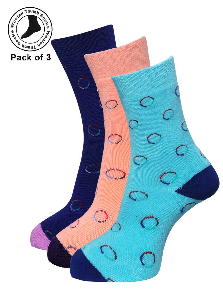 Dollar Woollen Towel Thumb Socks Ankle length For Women's And Girls (Pack of 3)