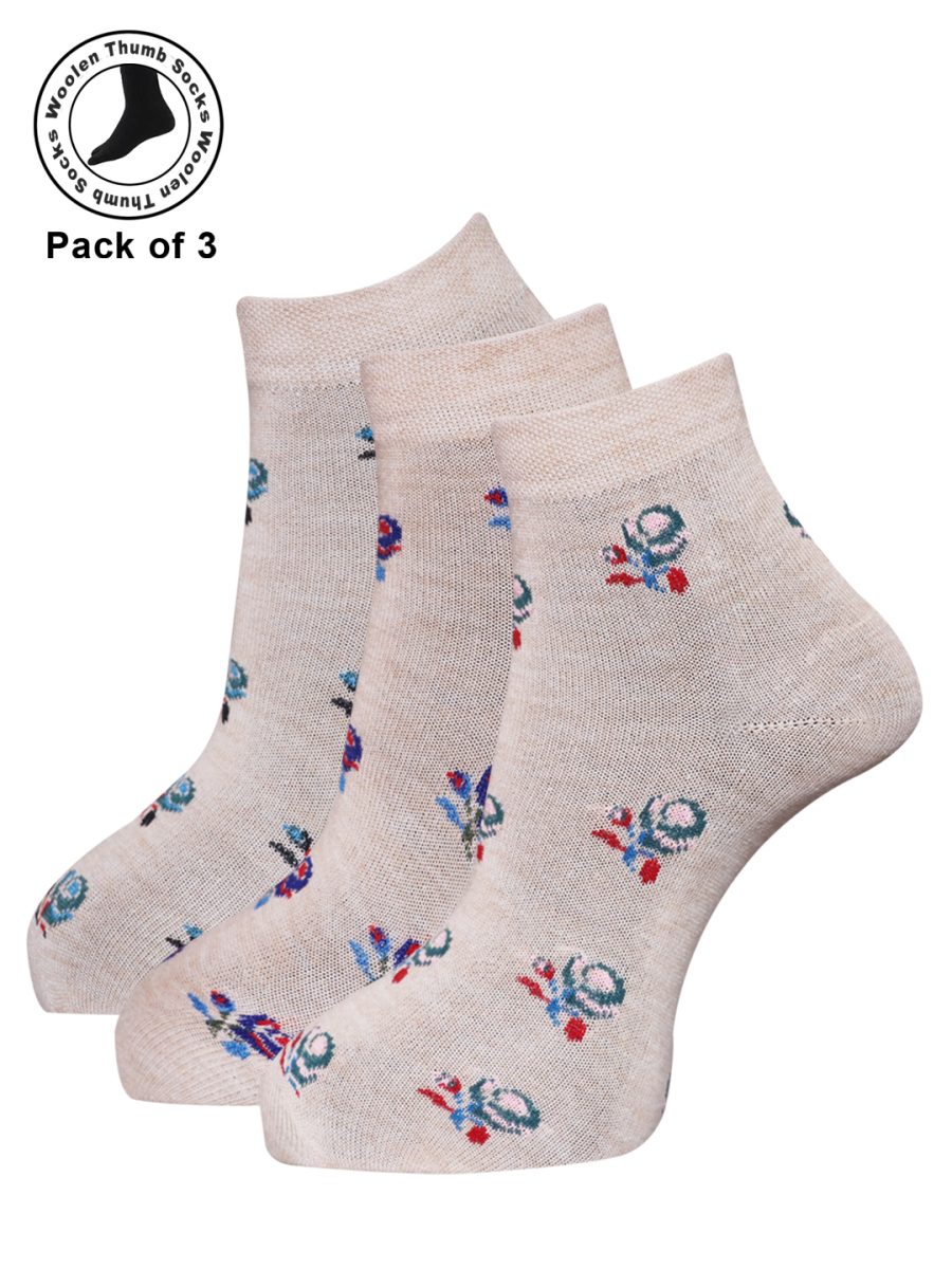 Dollar Woollen Socks Ankle Length For Women's And Girls (Pack of 3)
