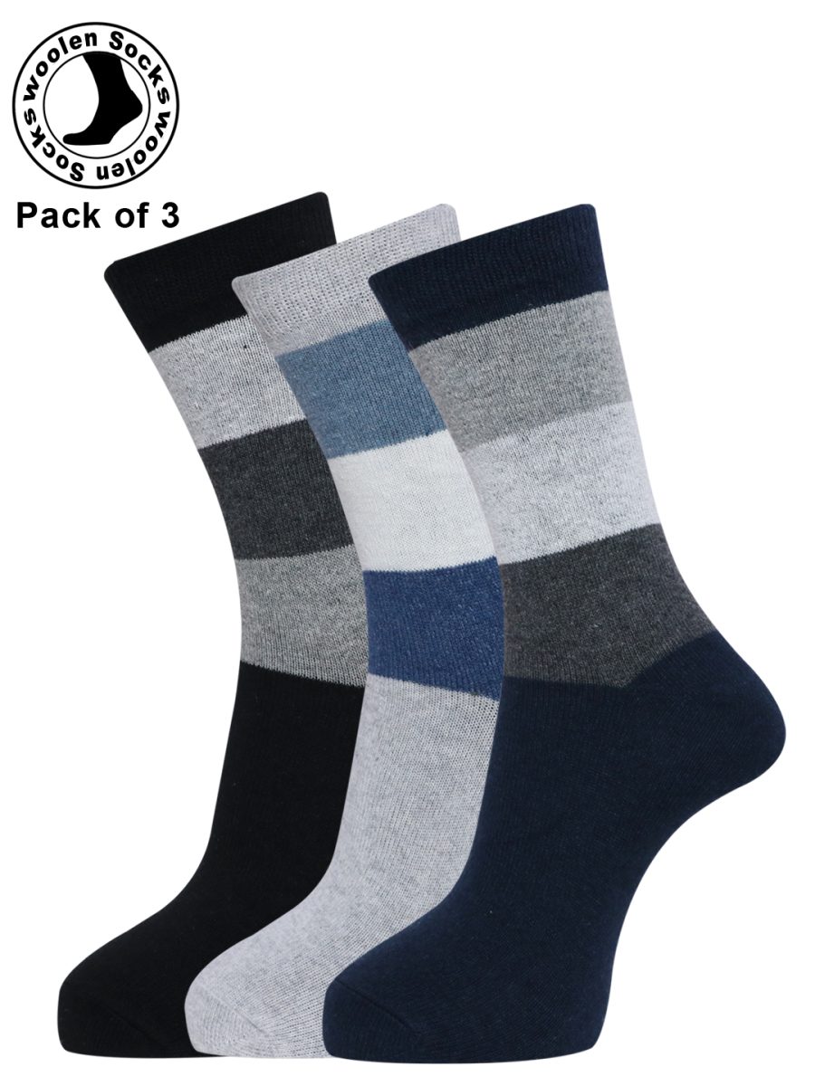 Dollar Full Length Woollen Socks for Mens Free Size (Pack of 3)